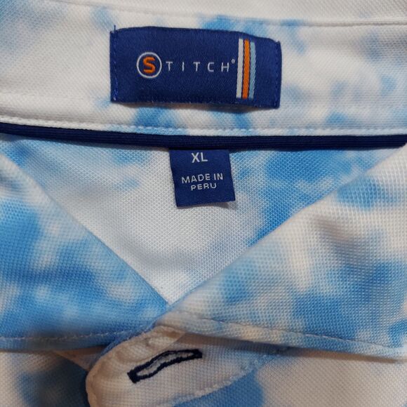Stitch Polo Shirt Mens X-Large Short Sleeve Performance Sky Clouds Golfing - Picture 3 of 7